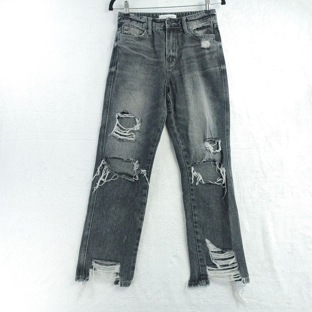 Flying Monkey Womens Sz 25 Ultra High Rise Straight Distressed Jeans Temptation